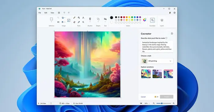 Microsoft Paint for Windows 11 Introduces AI-Powered Text-to-Image Creator: Paint Cocreator