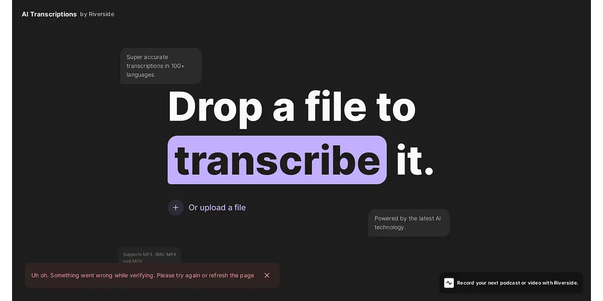 AI Transcription by Riverside