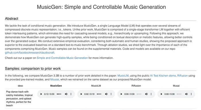 Facebook's MusicGen Allows for Simple and Controllable Music Generation with a Single Language Model