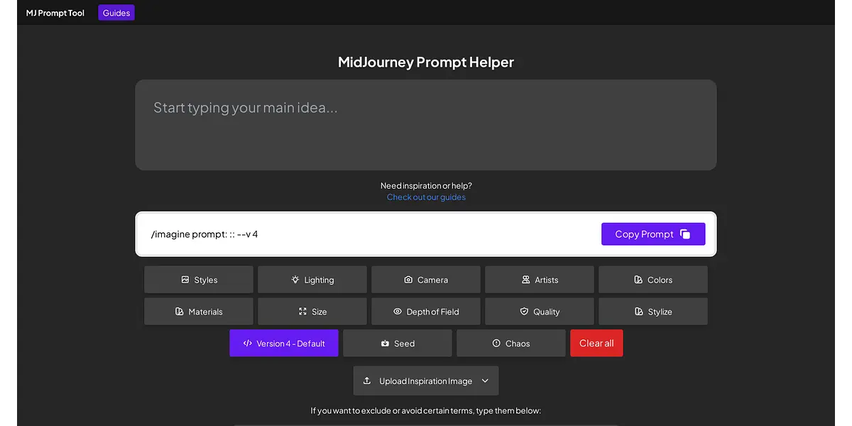 MidJourney Prompt Helper