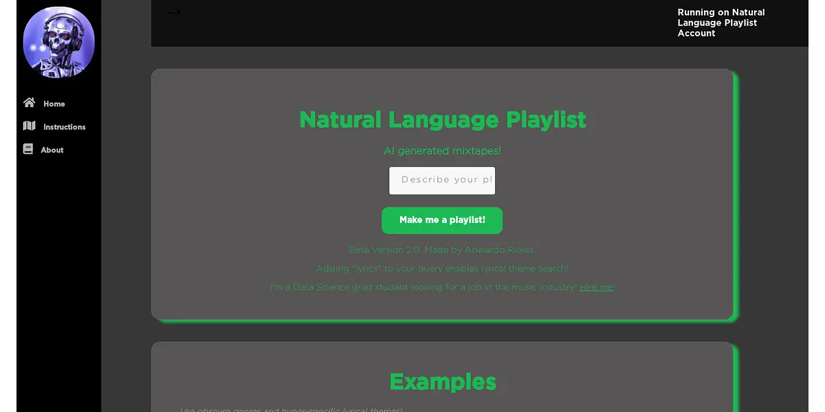 Natural Language Playlist