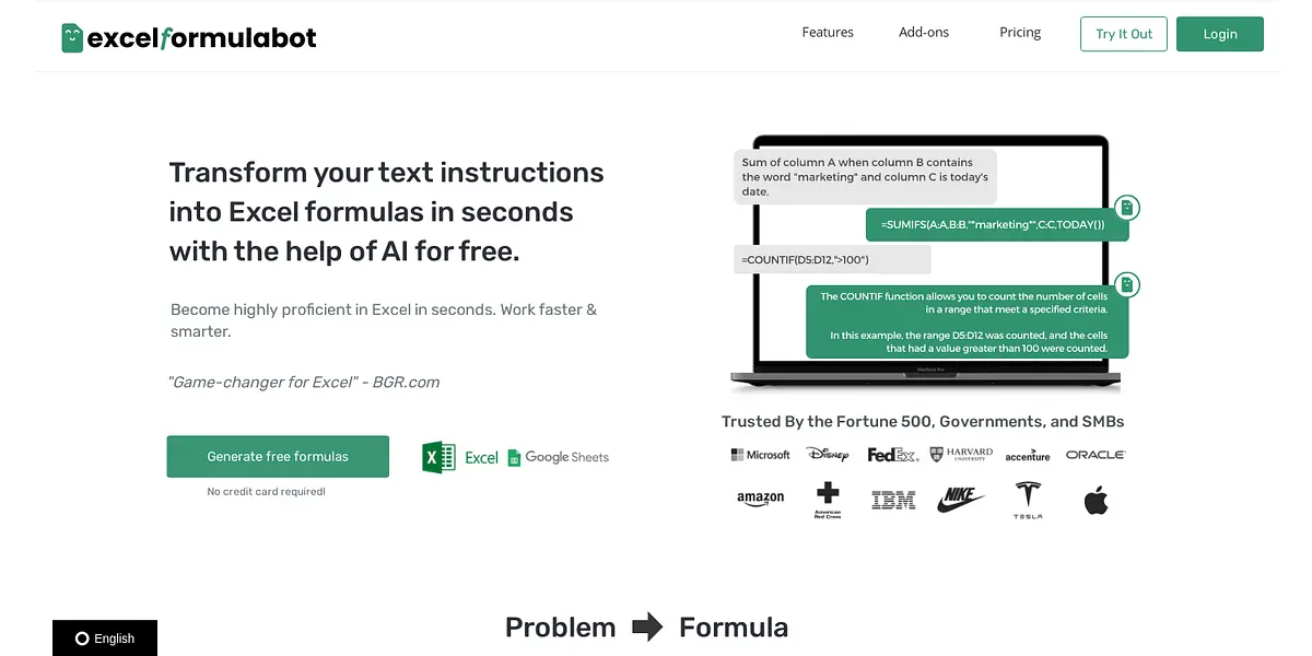 Excel Formula Bot